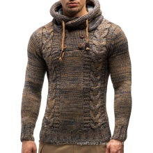 2020 OEM cheap pullover hoodies latest custom thick jacquard pattern sweater Men's Knitted branded man hoody